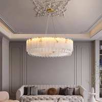 Lustre en cristal design, entièrement en cuivre, en albâtre naturel, éclairage de luxe pour villa, maison duplex, salle à manger, salon, chambre à coucher