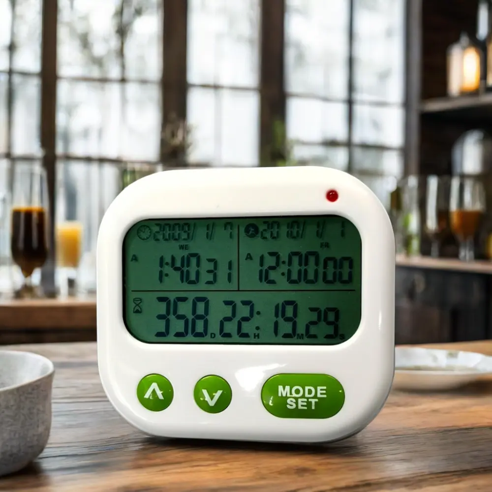 Timer digitale dal Design minimalista con Timer ecologico da 2000 giorni alimentato da batterie in plastica