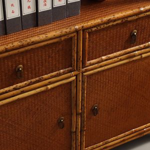 Meuble de rangement en bambou Meilu avec tiroir et portes pour la présentation de théières et de livres - Product Image 2