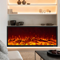 Cheminée électrique moderne murale avec insert chauffant et flamme LED 3D pour salon intérieur, meuble TV, chauffage électrique.
