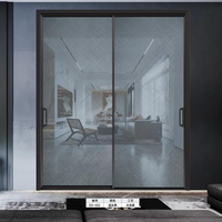 Pintu Geser Aluminium Panoramic Frame Custom RAL Eksterior Motif Kayu Interior Kaca Tempered Double Glazing Kamar Tidur Luar Ruangan