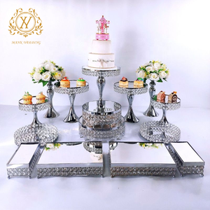 Juego de Soportes Altos para Tartas de Metal Galvanizado Serie Plateada Bandeja de Boda Mesa de Exhibición para Postres y Aperitivos Estilo Espejo de 3 a 16 Piezas - Product Image 1