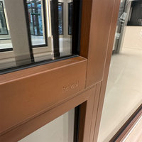 Fenêtres et portes en bois revêtues d'aluminium avec verre trempé fixe vertical moderne haute performance Huasin pour le marché du Canada et des États-Unis