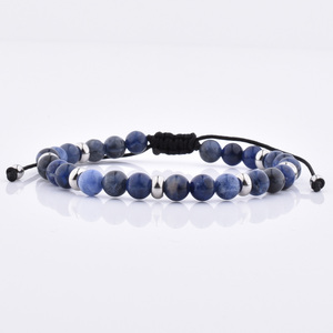 Bracelet élastique en perles de gorille avec agate mate sur mesure pour homme - Product Image 4