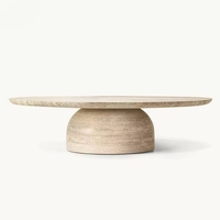 Table basse décorative en marbre sur mesure, design contemporain, fabrication artisanale, plaque de travertin naturel poli, meubles de salon