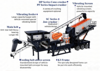 K3-C96-HP200 30-200t/h Usine de concassage mobile sur roues 4-en-1 à mâchoires et à cône avec criblage intégré pour sites miniers et carrières d'or au Ghana
