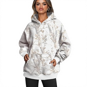 Übergroßer Kapuzenpullover für Damen mit Tasche, bedrucktem Camouflage-Muster, langen Ärmeln, Herbstkleidung - Product Image 1