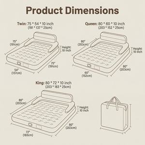 Lit gonflable pliable portable en PVC personnalisé pour la maison, l'intérieur, le <span class=keywords><strong>camping</strong></span> en plein air, avec <span class=keywords><strong>pompe</strong></span> intégrée - Product Image 2