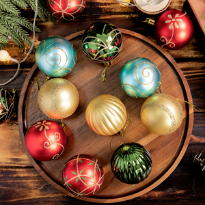 2026 Trend 12PCS 6cm Luxury Circle Plastic Shatterproof Red Green <b>Gold</b> Teal <b>Christmas</b> <b>Tree</b> Hanging Ornaments Set Factory Direct - Product Image 2