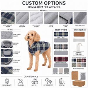 Retro Plaid Reversible Fleece Lined Dog Vest dog outfitspet <b>clothes</b> oem pet <b>clothes</b> Adjustable Warm Winter Pet Coat - Product Image 2