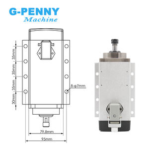 G-Penny ชุดมอเตอร์แกนหมุนระบายความร้อนด้วยอากาศ ER11 1.5KW สี่เหลี่ยมพร้อม1.5KW QL อินเวอร์เตอร์ VFD แบริ่ง220V/110V 24000rpm - Product Image 3