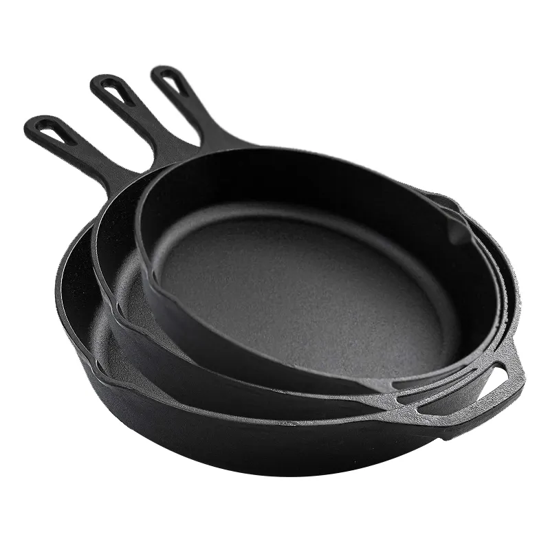 Pre-seasoned Wholesale Practical Cookware Set Cast Iron Frying Pan With Two Iron Handles