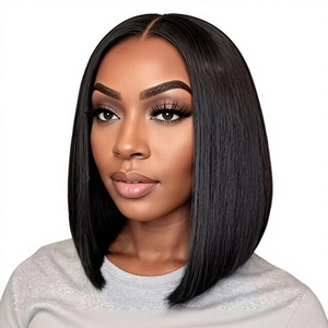 Perruque Bob 9x6 sans colle, lisse, pour femmes, 10 pouces |   Wear&Go Casquette Dôme 3D Respirante Densité 180% Cheveux Pré-Pluckés Pré-Coupés - Product Image 1