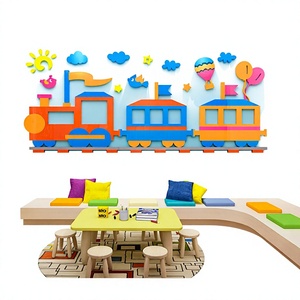 Pegatina de Pared 3D de Acrílico con Diseño de Tren de Dibujos Animados, Decoración de Pared Autoadhesiva Impermeable para Jardín de Infancia, Aula, Patio de Juegos - Product Image 3