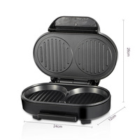 Machine à hamburgers électrique double plaque ronde antiadhésive pour petit-déjeuner, idéale pour faire des œufs, des galettes de bœuf et des sandwichs