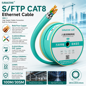 สายเคเบิลอีเธอร์เน็ต CAT8 แบบ SFTP ทองแดงแท้ SAMZHE 305M 22AWG 0.62 มม. สำหรับงานหนัก  แบบม้วน  วัสดุ PVC  ความยาว 1000 ฟุต สายแลน CAT8 รองรับ POE สำหรับจ่ายไฟ - Product Image 1