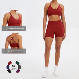 Conjunto de Yoga de 2 Piezas sin Costuras, Ropa Deportiva de Secado Rápido para Correr al Aire Libre y Hacer Deporte, Atuendo Femenino - Product Image 4