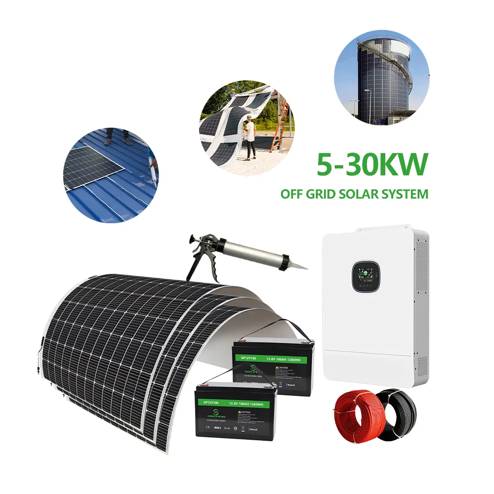 off grid custom shaped flexible 100 watt solar panels 3 kva inverter with battery for home