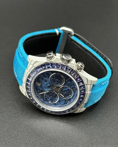 Montre-bracelet pour homme de haute qualité, au design mécanique sportif, 40 mm de diamètre, étanche, avec pierres précieuses en diamant bleu - Product Image 2