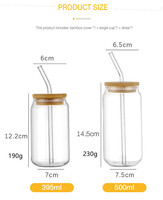 Mug à bière en verre borosilicate transparent en forme de canette, personnalisable, 12oz 16oz, avec couvercle en bambou et paille, écologique et réutilisable, vente en gros