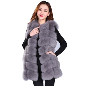Real fox Fur Vest Long Style Fur Gilet <strong>Women</strong> Fashion Fur <strong>Waistcoat</strong> - Product Image 1