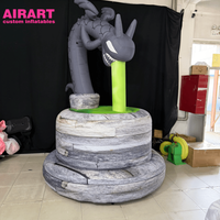 Dragon gonflable avec effet lumineux vert pour la décoration de films, ballon gonflable mascotte dragon pour la décoration de fêtes