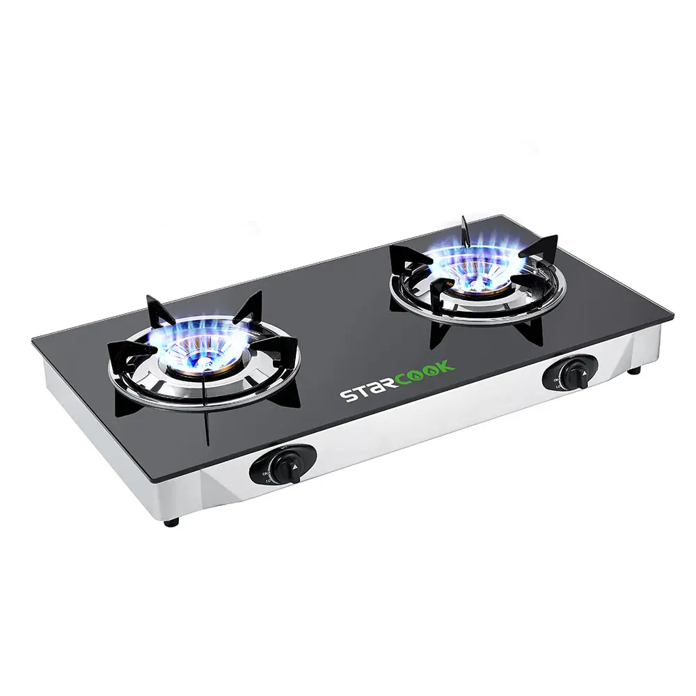 2 Burners glass top Gas Stove kitchen gas cooker home use