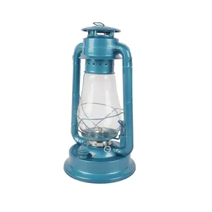 Custom metal hurricane light blue camping light decorative light Retro Lantern