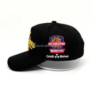 <span class=keywords><strong>Casquette</strong></span> Champion en coton structuré noir uni avec broderie 3D dorée personnalisée, logo étoile trophée 2026, <span class=keywords><strong>casquette</strong></span> de sport ajustable à fermeture snapback - Product Image 3