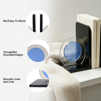 Serre-livres géométriques modernes en cristal, base noire brillante, cercle bleu gravé, support de livres de luxe pour bureau, décoration de table, cadeau de remise de diplôme