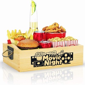 Wooden <b>Snack</b> <b>Tray</b> Movie Night Storage Box With Handle For Home Use - Product Image 1