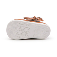 Chaussures plates Mary Jane en PU mat marron caramel avec nœud et lanière tressée pour bébés et tout-petits, idéales pour les séances photo d'automne - Vente en gros