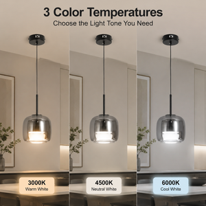 Lámpara Colgante Moderna de Metal con LED Tricolor para Comedor, Isla de Cocina, Decoración Interior del Hogar, 10W, Pantalla Acrílica Ahumada - Product Image 3