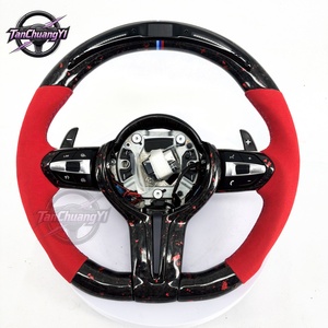 Volant de voiture sport en suède personnalisé avec LED et fibre de carbone forgée, <span class=keywords><strong>prix</strong></span> net pour BMW M2 M3 M4 F30 F87M2 F30 335i F32 428i - Product Image 1