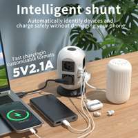 Prise de courant multiprise économique 8 voies + 4 ports USB, 10A, avec 8 prises pour fiches EU, câble de 3m