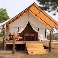 Tente de glamping en bois durable avec salle de bain, tissu PVC, abri extérieur pratique