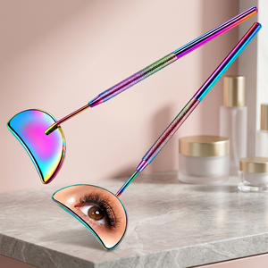 <b>Handheld</b> Makeup <b>Mirror</b> With 3X Magnification Rainbow Metal Finish Single Side Lash Extension Tool - Product Image 2