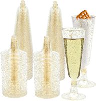 Gobelets à champagne jetables Mingyu élégants en plastique doré pailleté, paroi simple, PS 5,5x16cm, pour traiteur, événements, fêtes, sodas