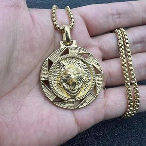 Collier Pendentif Tête de Loup Viking Nordique en Acier Titane Unisexe, Bijou Chaîne en Acier Inoxydable Motif Zodiaque Animal - Product Image 4