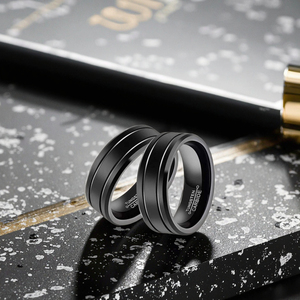 Cao cấp 8Mm Người Đàn Ông Của Vòng Màu Đen Tungsten Nhẫn Inlay Đôi Rãnh Trắng Dòng Đám Cưới Đính Hôn Ban Nhạc Thời Trang Nhẫn Cho Nam Giới Phụ Nữ - Product Image 6