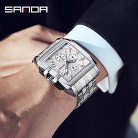SANDA 5302 nouveauté Unique chine garçons montre à Quartz Vive bracelet en acier 3 cadrans travail chronographe stockage affaires montre-bracelet