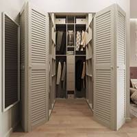 Garde-robe intérieure de 8 pieds en bois massif blanc à persiennes pleines portes de placard pliées pour maisons