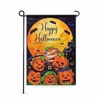Drapeau de jardin d'Halloween 12x18 pouces, double face, résistant aux intempéries, en tissu robuste, avec motif citrouille et fantôme, pour la décoration de la cour et du jardin