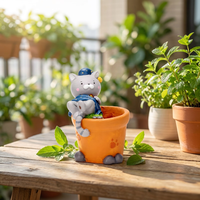 ROOGO-Mini boîte à fleurs en résine pour chat, accessoire amusant, pour décoration de rebord de fenêtre
