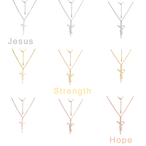 <span class=keywords><strong>Collana</strong></span> con Croce di Gesù in Acciaio Inossidabile Placcato <span class=keywords><strong>Oro</strong></span> 18k, Ciondolo Maschile con Croce Sottile, Simbolo di Fede e Forza, Ciondolo Croce della Speranza - Product Image 4