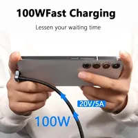 Câble USB Type-C vers Type-C 3A à charge rapide, en forme de U, à 90 degrés, tressé en nylon, USB 3.0 pour iPhone, ordinateur et téléphone portable