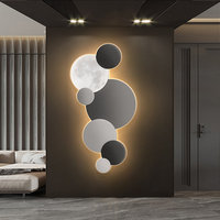 Art mural LED vertical décoratif de luxe moderne pour entrée, avec un look sophistiqué pour les couloirs, peinture ronde de lune