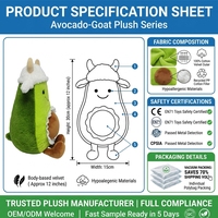 Peluche avocat douce en dentelle à volants, poupée fruit en peluche avec chapeau moelleux, prix de machine d'arcade pour centre commercial, vente directe, articles en stock