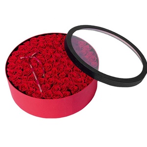 Día de San Valentín 99 Rosas Embalaje Set Tres Redondas Ventana Caja Flor Regalo Caja - Product Image 3