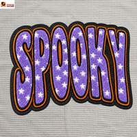 Nouveau design, vente en gros personnalisée, grandes broderies chenille Halloween effrayantes, patchs thermocollants brodés pour vêtements et sweats à capuche